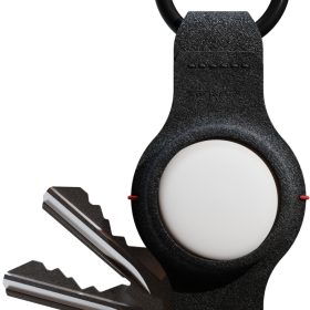 KEYSMART Air Vegan Leather Compact KS040 Key Holder for AirTag, Black