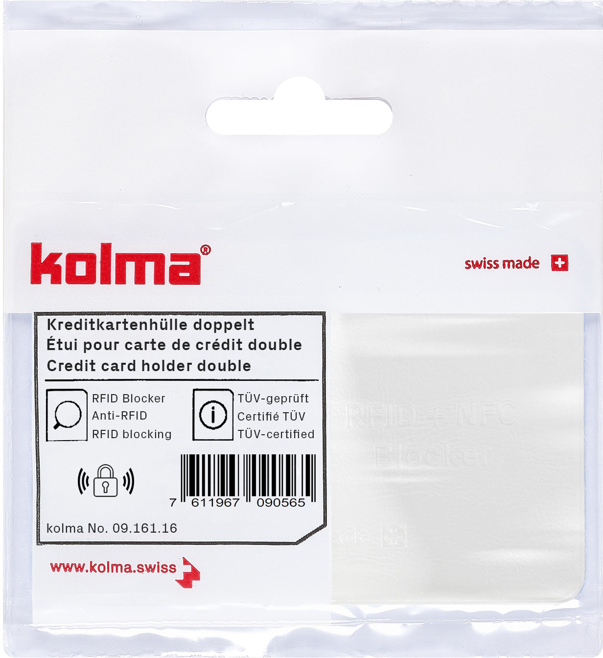 KOLMA-09.161.16-7611967090565 KOLMA Kreditkartenhülle RFID 09.161.16 weiss 66x95mm – Hochwertig & günstig bei ShopDeca
