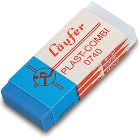 LÄUFER Plast-Combi Radierer 46x20x9mm 07400 mit Kartonmanschette