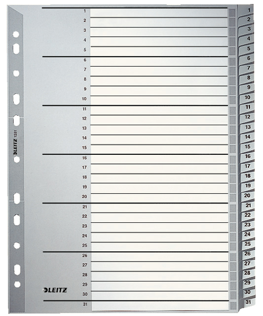 LEITZ-12810000-4002432301836 LEITZ Register PP A4+ 12810000 grau 1-31 – Hochwertig & günstig bei ShopDeca