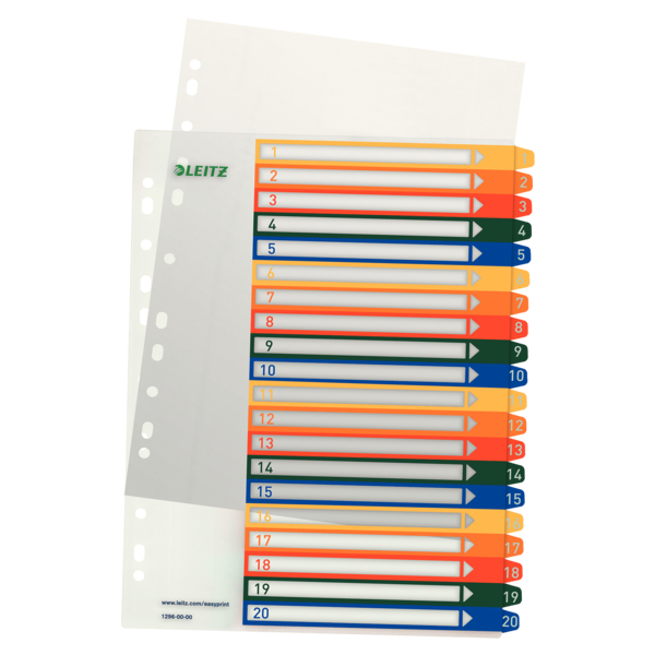 LEITZ Register PP PC-beschreibar A4+ 12960000 1-20 multicolor