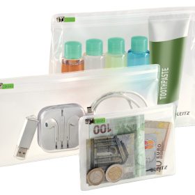 LEITZ Zip-Verschlusstasche XS,S,M 40100000 transparent, ass. 3 Stück