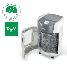 LEITZ Aktenvernichter OptiMax 8359-20-00 Small Office 350, P5, 22lt