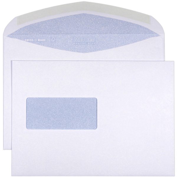 METTLER Couvert Fenster links C5 8075-LASER 100g, ultraweiss 500 Stk.
