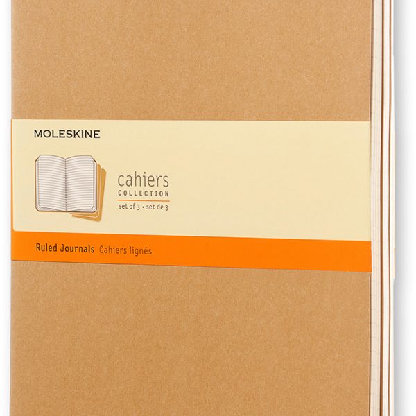 MOLESKINE Notizheft Cahier XL 25x19cm 705045 liniert, natur 3 Stück