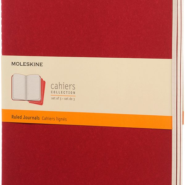 MOLESKINE Notizheft Cahier XL 25x19cm 931076 liniert, rot 3 Stück