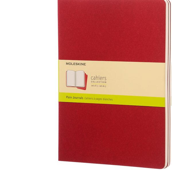 MOLESKINE Notizheft Cahier XL 25x19cm 931090 blanko, rot 3 Stück