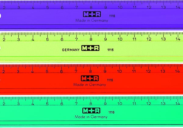 M+R Flachlineal 16cm 711160150 farbig ass.