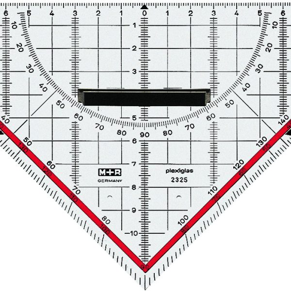 M+R Geometriedreieck 22cm 723250100 abnehmbarer Griff, rot