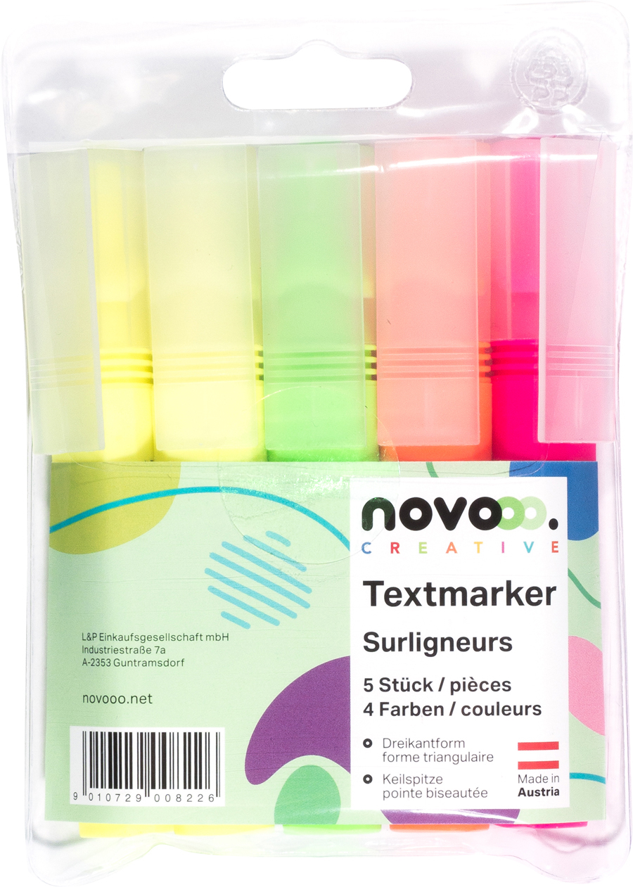 NOVOOO-21122-9010729008226 NOVOOO Textmarkerset 1mm 21122 assortiert 5 Stück – Hochwertig & günstig bei ShopDeca