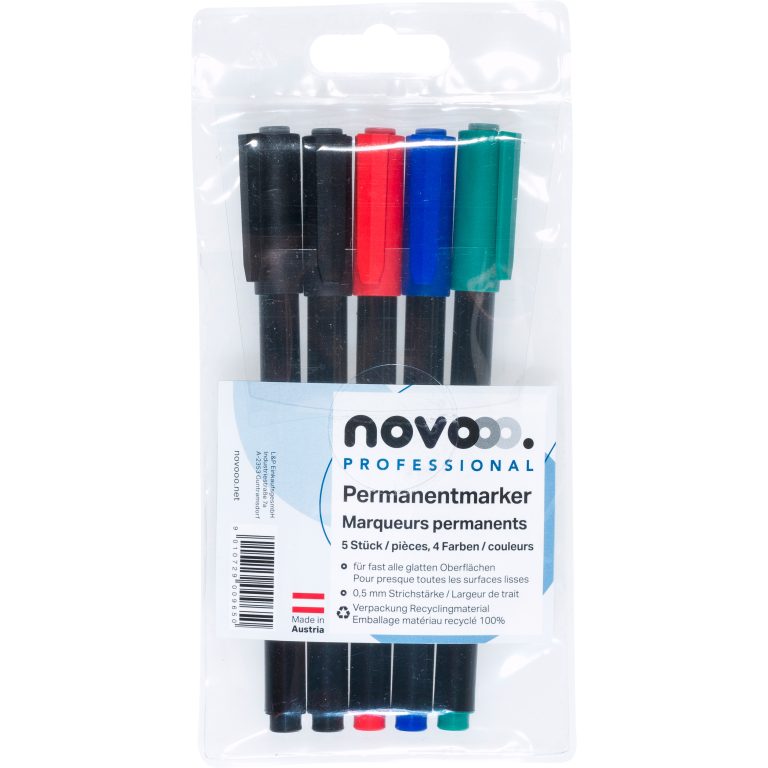 NOVOOO Permanent Marker Set 0.5mm 26407 5 Farben ass.