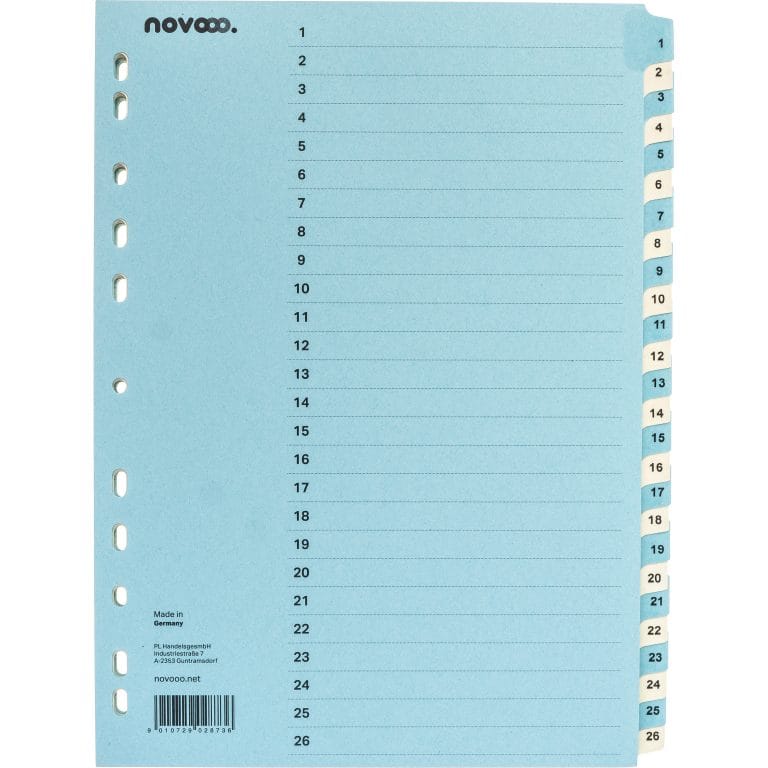 NOVOOO Kartonregister A4 40554 blau/beige 1-52