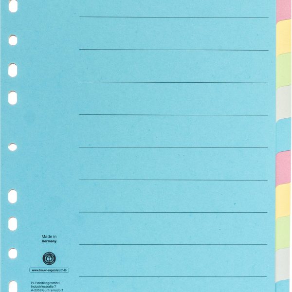 NOVOOO Kartonregister A4 40581 bunt 12-teilig