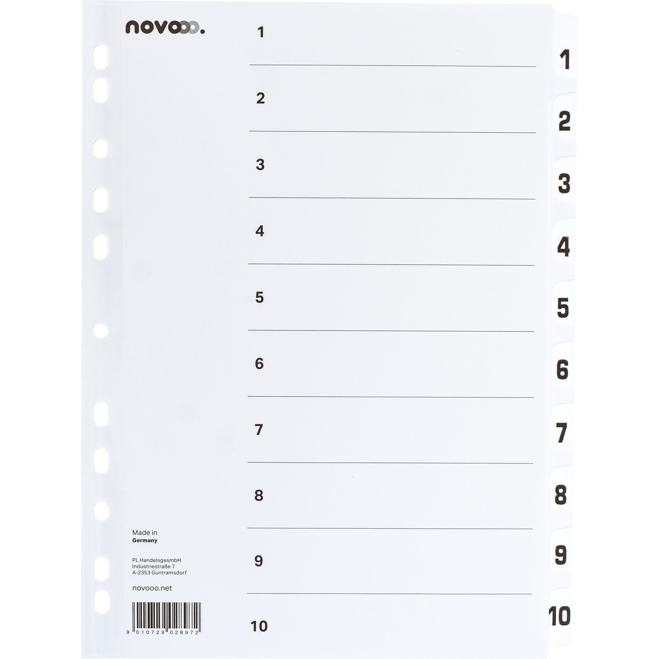 NOVOOO-40621-9010729028972 NOVOOO Kartonregister A4 40621 weiss 1-10 – Hochwertig & günstig bei ShopDeca