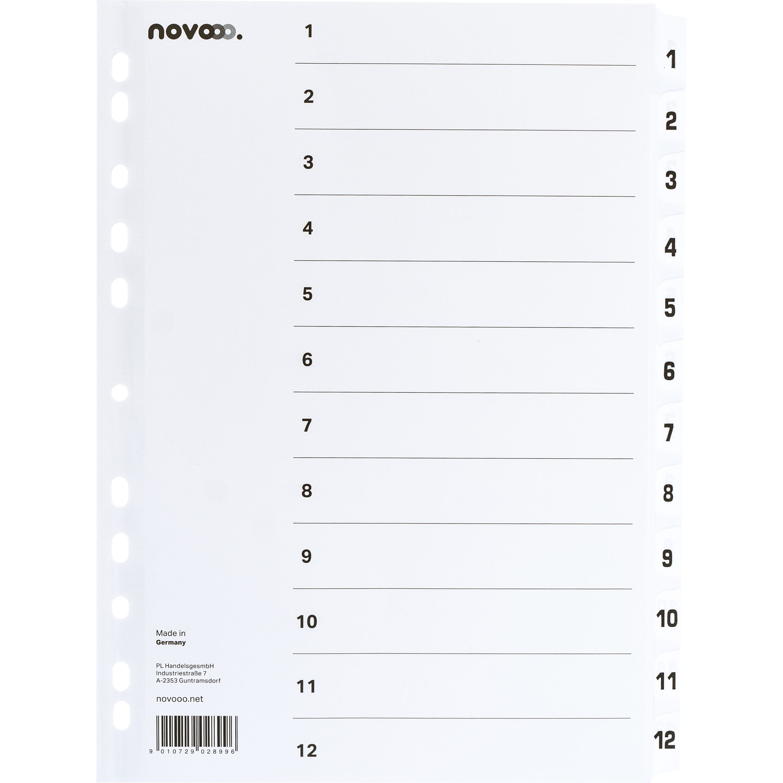 NOVOOO-40622-9010729028996 NOVOOO Kartonregister A4 40622 weiss 1-12 – Hochwertig & günstig bei ShopDeca