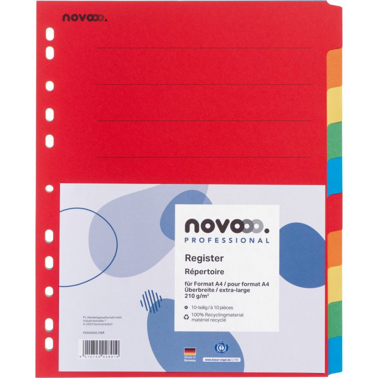 NOVOOO Kartonregister A4+ 40641 intensiv 10-teilig