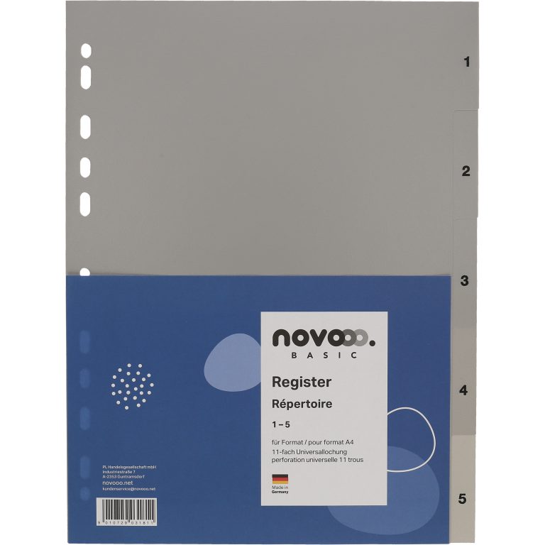 NOVOOO Register PP A4 40931 grau 1-5