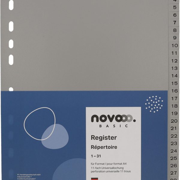 NOVOOO Register PP A4 40943 grau 1-31
