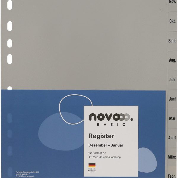 NOVOOO Register PP A4 40950 grau Dez-Jan DE