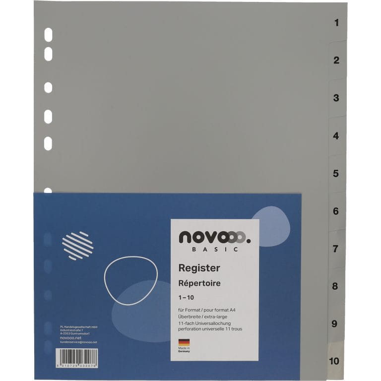 NOVOOO Register PP A4+ 40960 grau 1-10