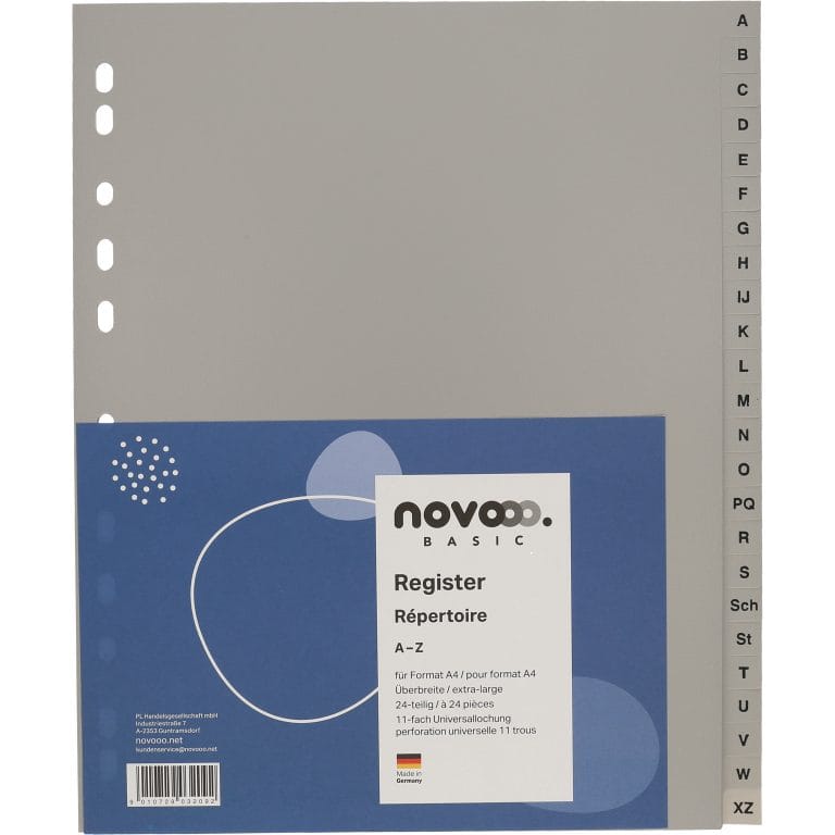 NOVOOO Register PP A4+ 40961 grau A-Z 24-teilig