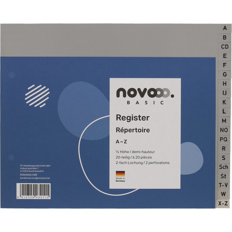 NOVOOO Register PP 1/2 Höhe 40962 grau A-Z 20tlg.