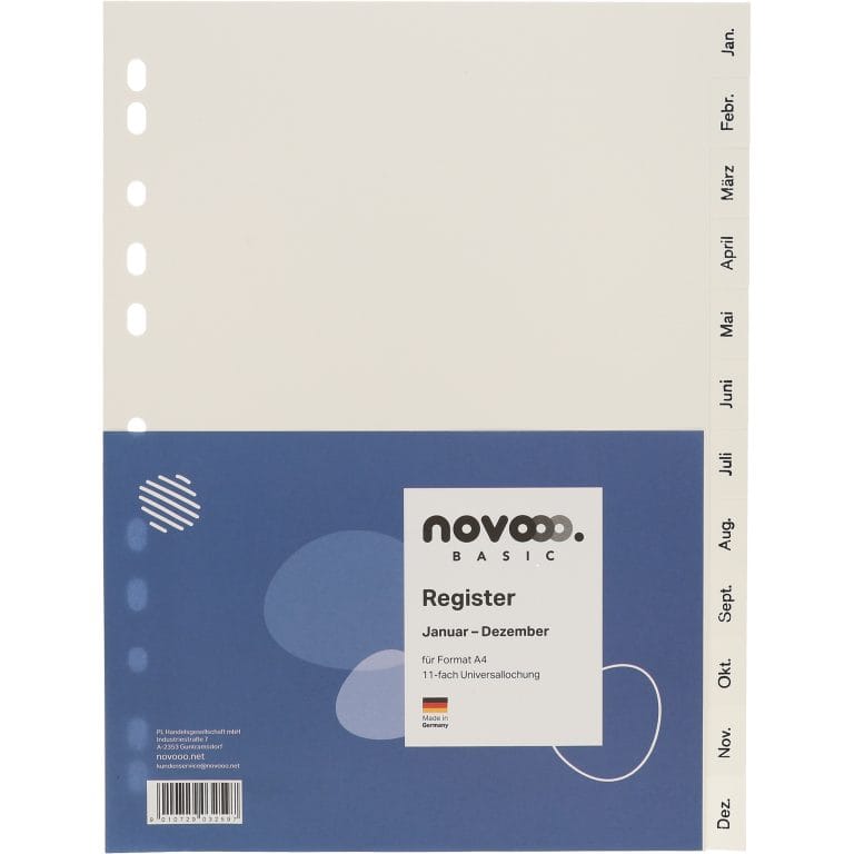 NOVOOO Register PP A4 41002 weiss Jan-Déc FR