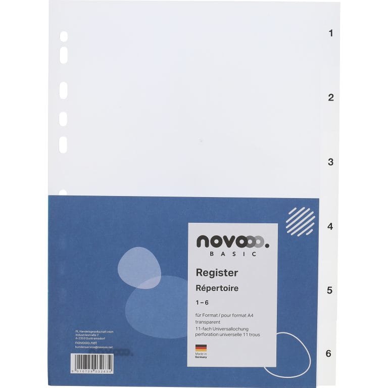 NOVOOO Register PP A4 41003 transparent 1-6