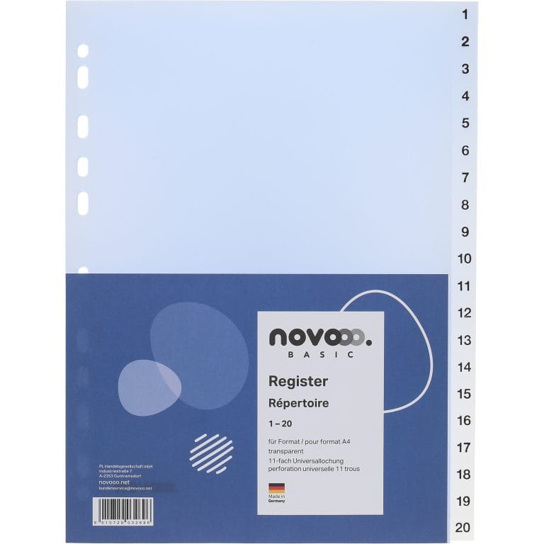 NOVOOO Register PP A4 41006 transparent 1-20