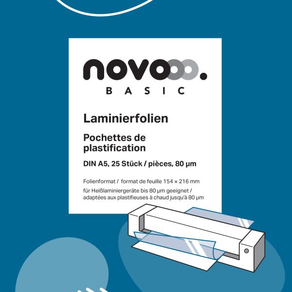 NOVOOO Laminierfolie A5 47010000 glanz, 80my 25 Stück