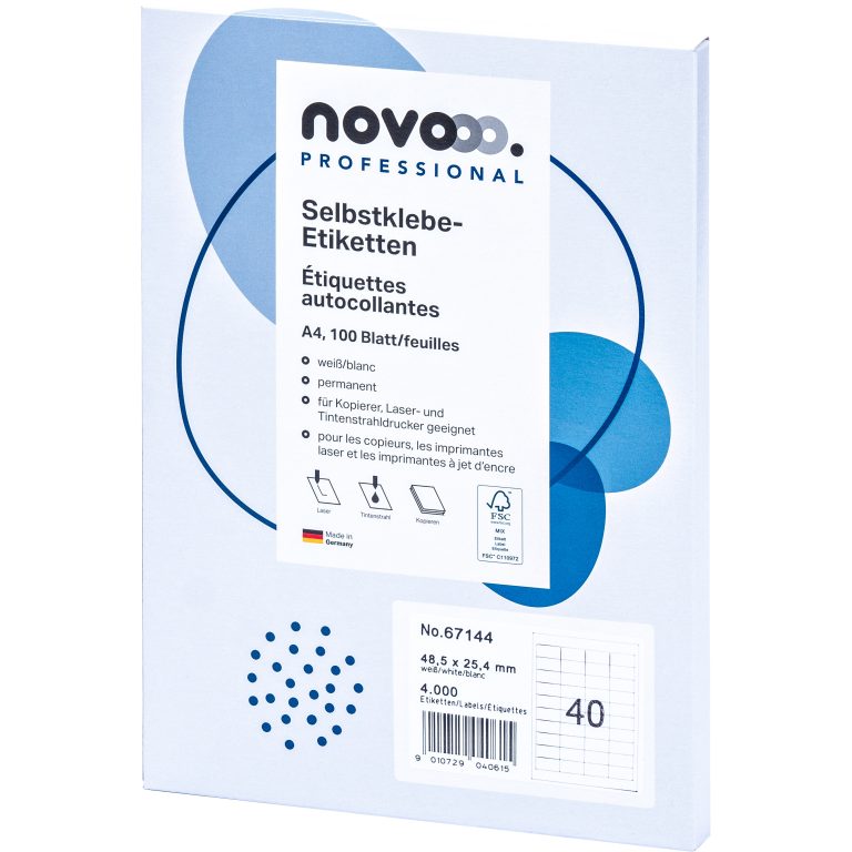 NOVOOO Etiketten 48.5x25.4mm 67144 weiss 4000 Stück