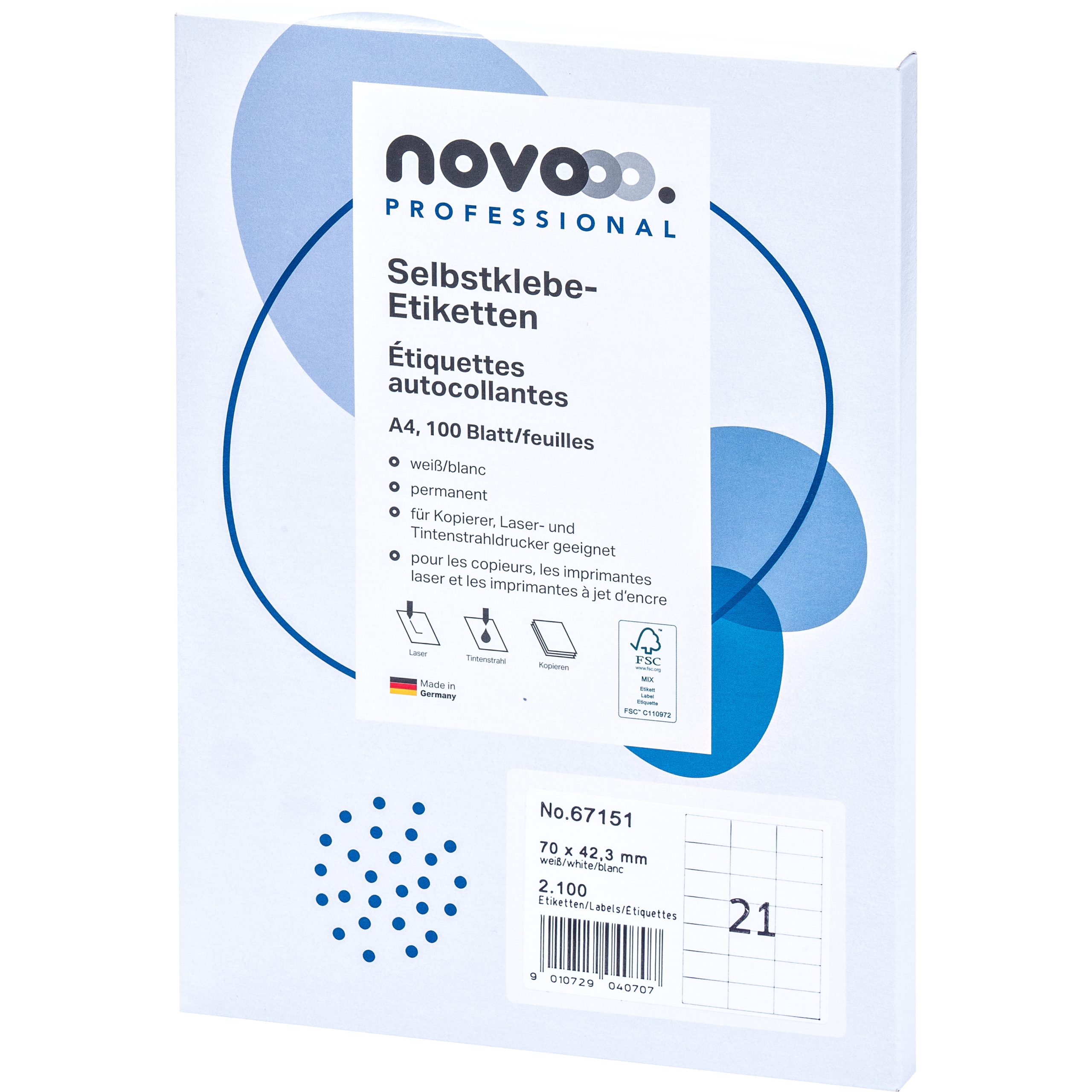 NOVOOO-67151-9010729040707 NOVOOO Etiketten 70x42.3mm 67151 weiss 2100 Stück – Hochwertig & günstig bei ShopDeca