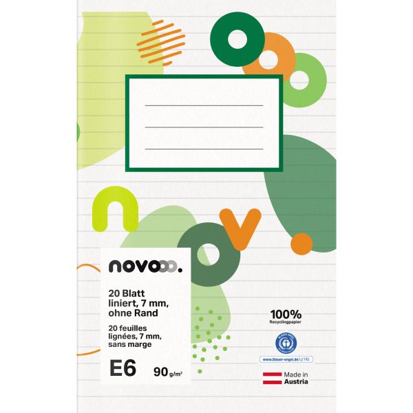 NOVOOO Schulheft E6 729769 7mm liniert ohne Rand 90g