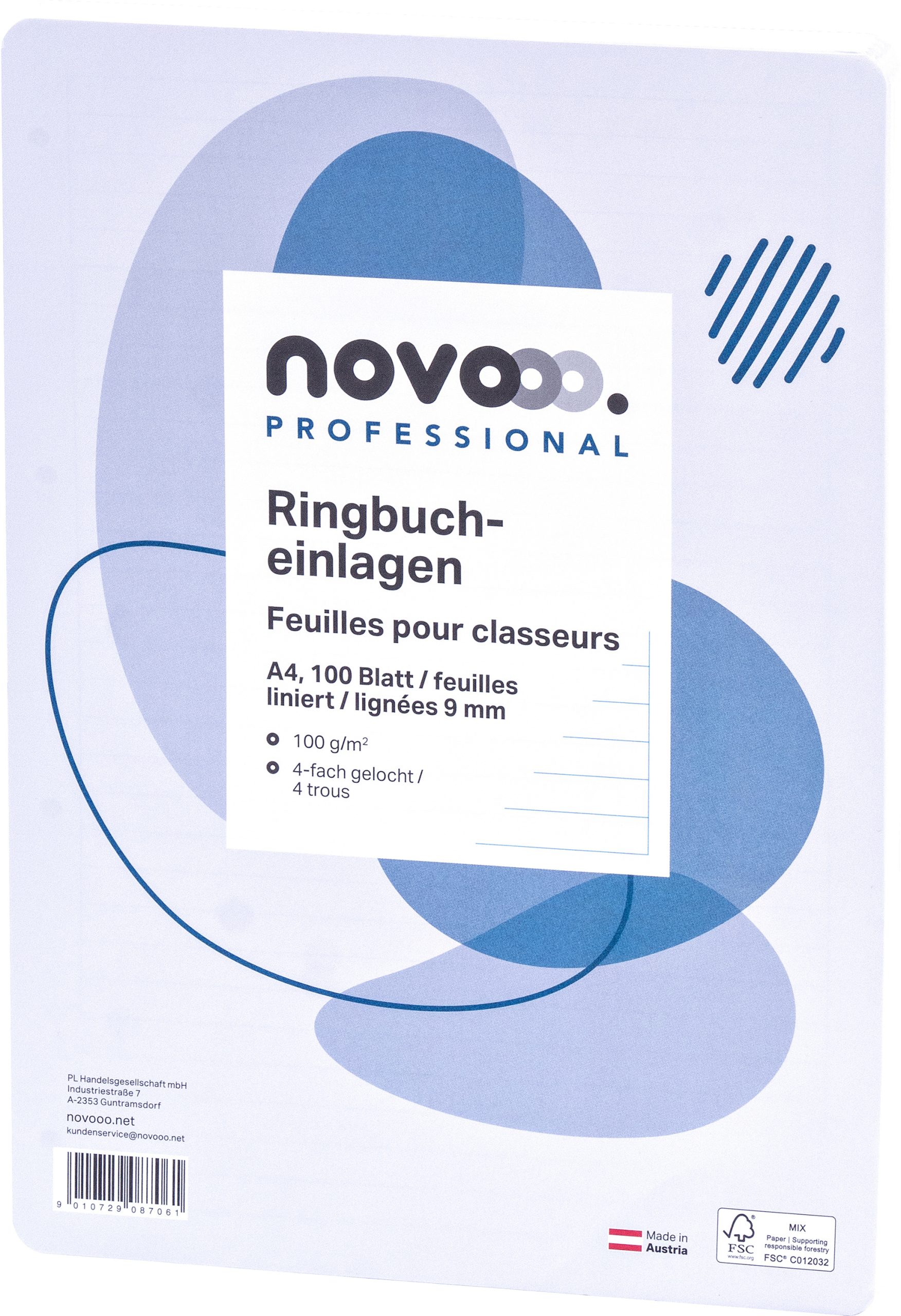 NOVOOO-729795-9010729087061 NOVOOO Ringbucheinlagen A4 729795 liniert 9mm,100g,Rand 100 Bl. – Hochwertig & günstig bei ShopDeca