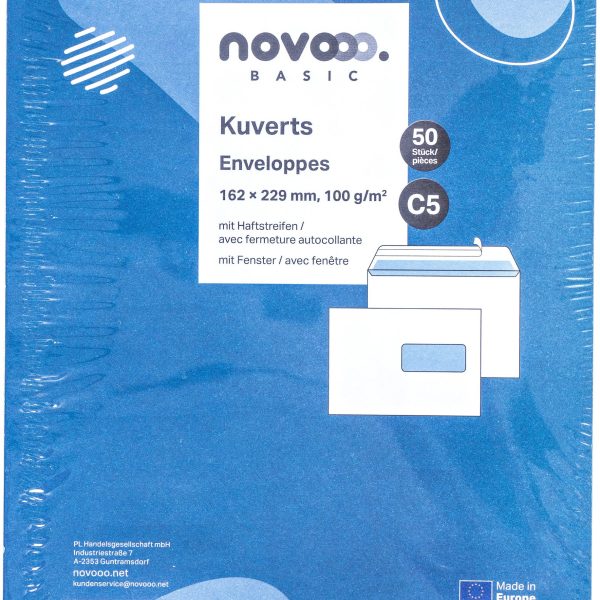 NOVOOO Couvert m/Fenster rechts C5 731515 100g, weiss 50 Stück