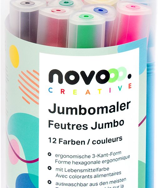 NOVOOO Fasermaler Jumbo 0.5mm 96082000 assortiert, Runddose 12 Stück