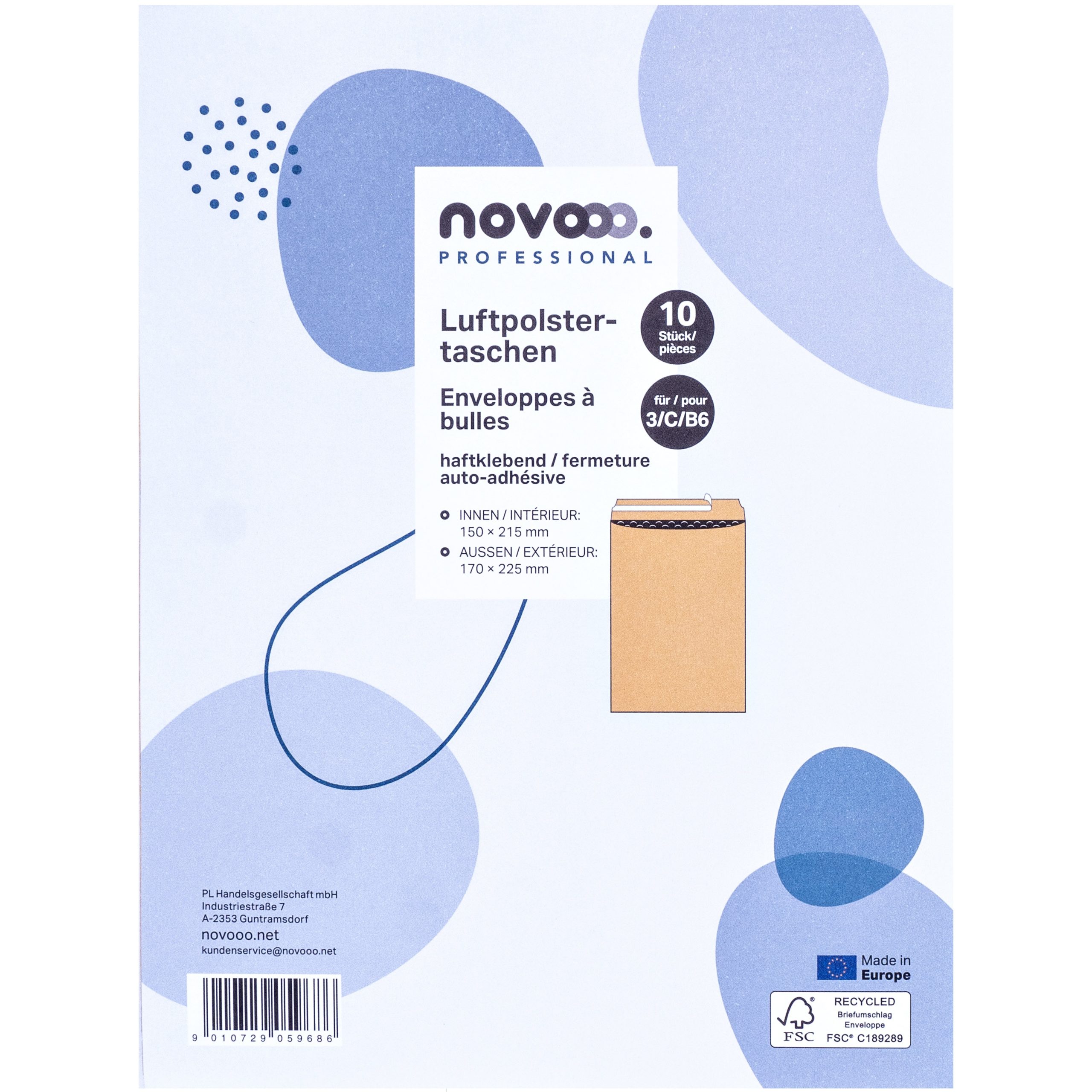 NOVOOO-E-1712122-9010729059686 NOVOOO Luftpolstertasche Recycle Gr.3 E-1712122 braun, 170x225mm 10 Stück – Hochwertig & günstig bei ShopDeca