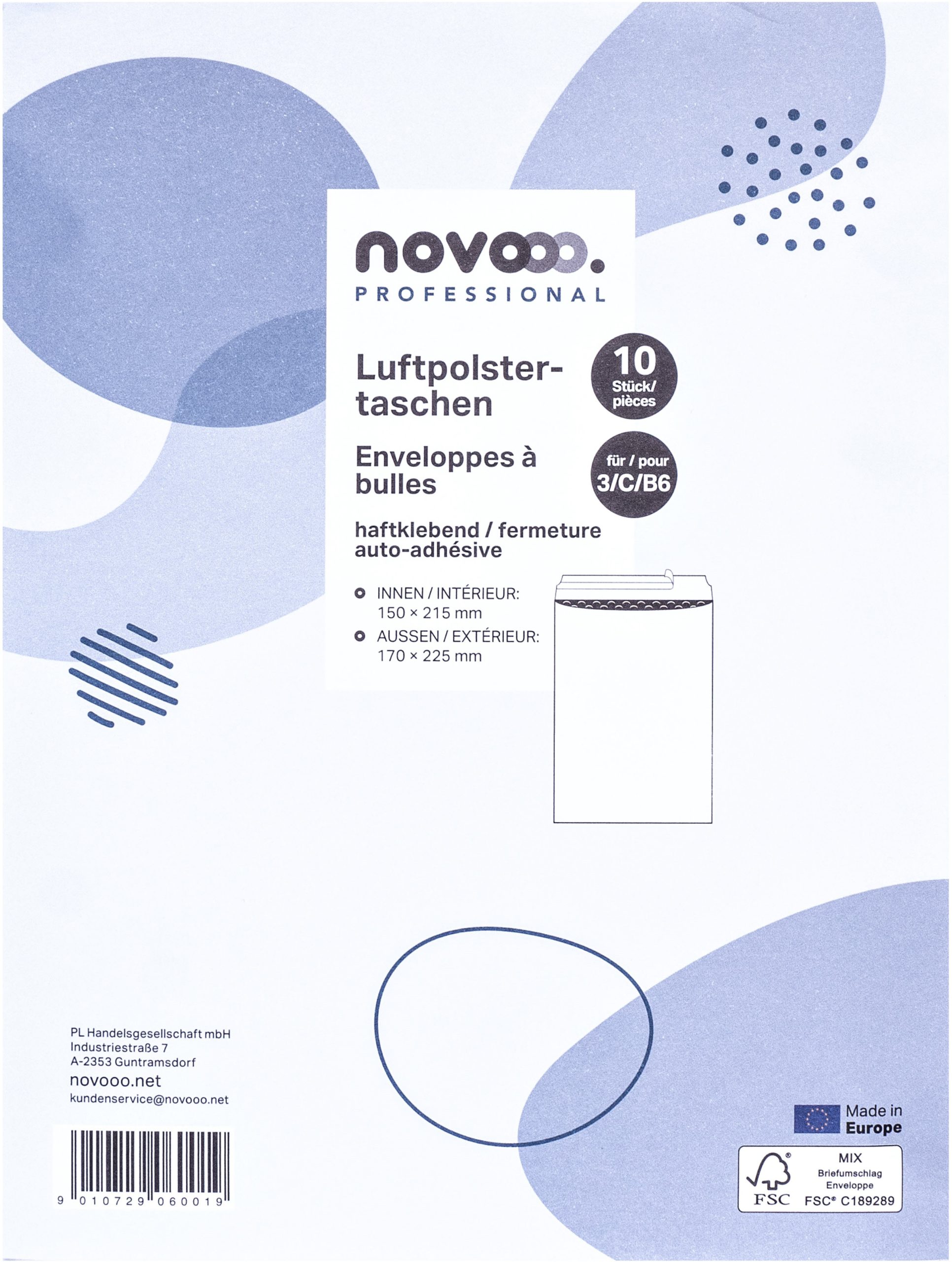 NOVOOO-E-1712135-9010729060019 NOVOOO Luftpolstertasche Gr.3 E-1712135 weiss, 170x225mm 10 Stück – Hochwertig & günstig bei ShopDeca