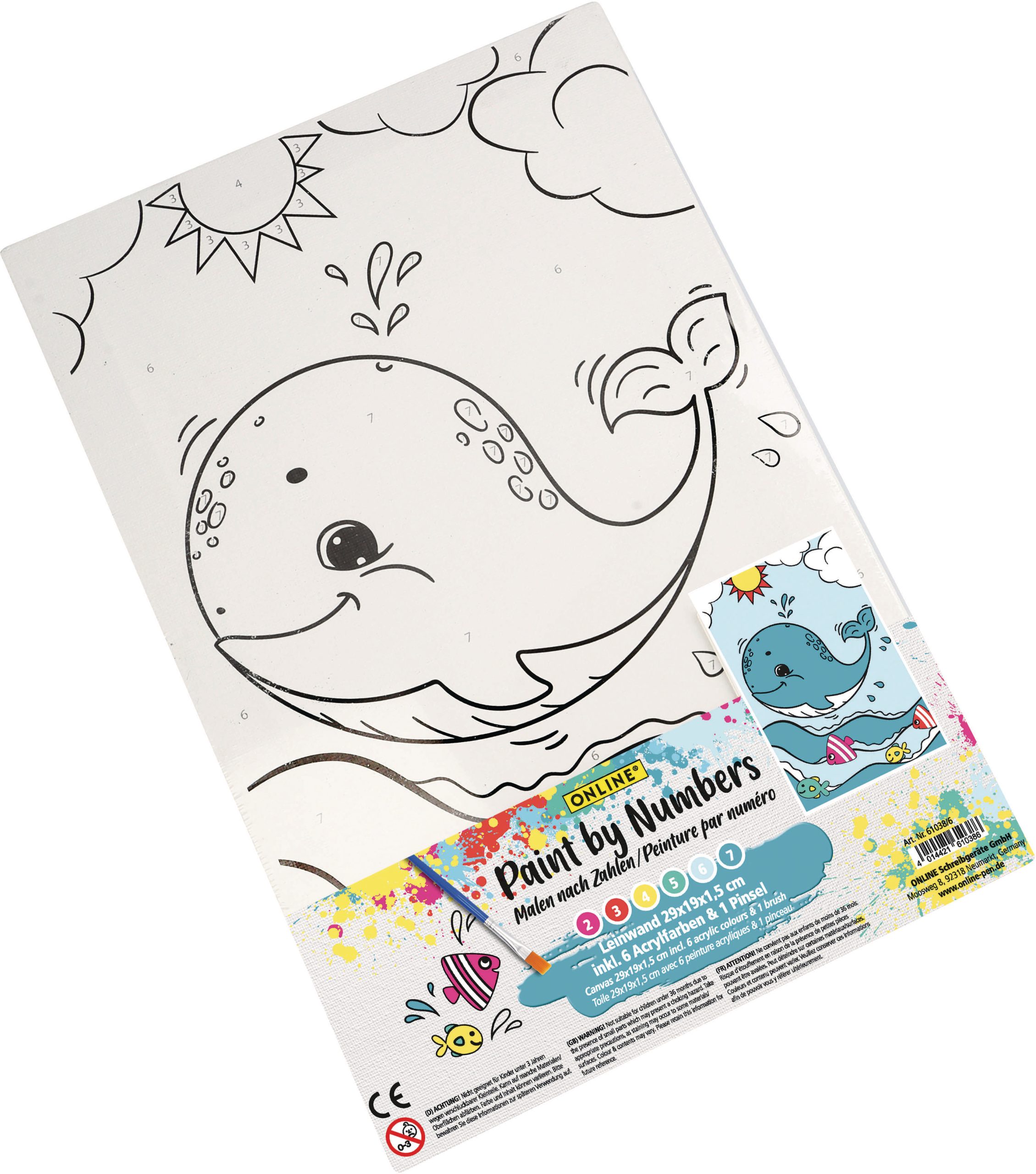 ONLINE-61038-6-4014421610386 ONLINE Malvorlagen Wal 61038/6 Malen nach Zahlen 12 Stück – Hochwertig & günstig bei ShopDeca