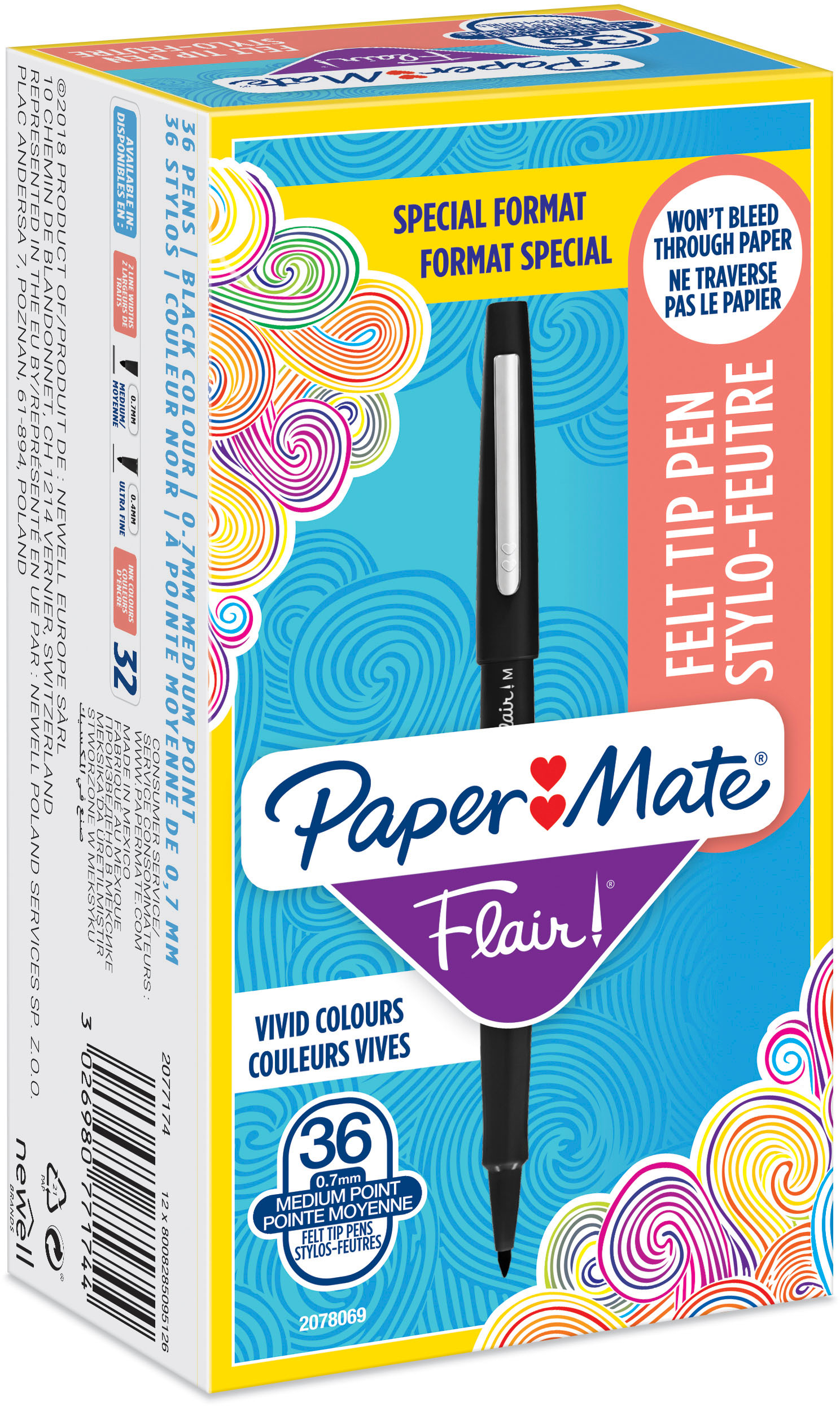 PAPERMATE-2077174-3026980771744 PAPERMATE Faserschreiber 0.7mm 2077174 Flair schwarz 36 Stück – Hochwertig & günstig bei ShopDeca