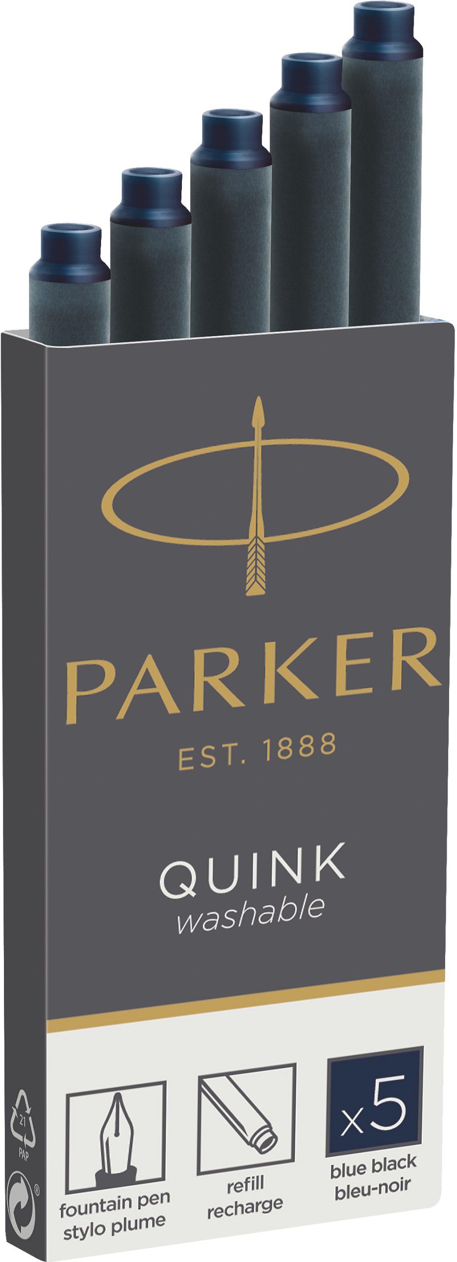 PARKER-1950385-3501179503851 PARKER Tintenpatrone Quink Z 44 1950385 schwarz-blau 5 Stück – Hochwertig & günstig bei ShopDeca