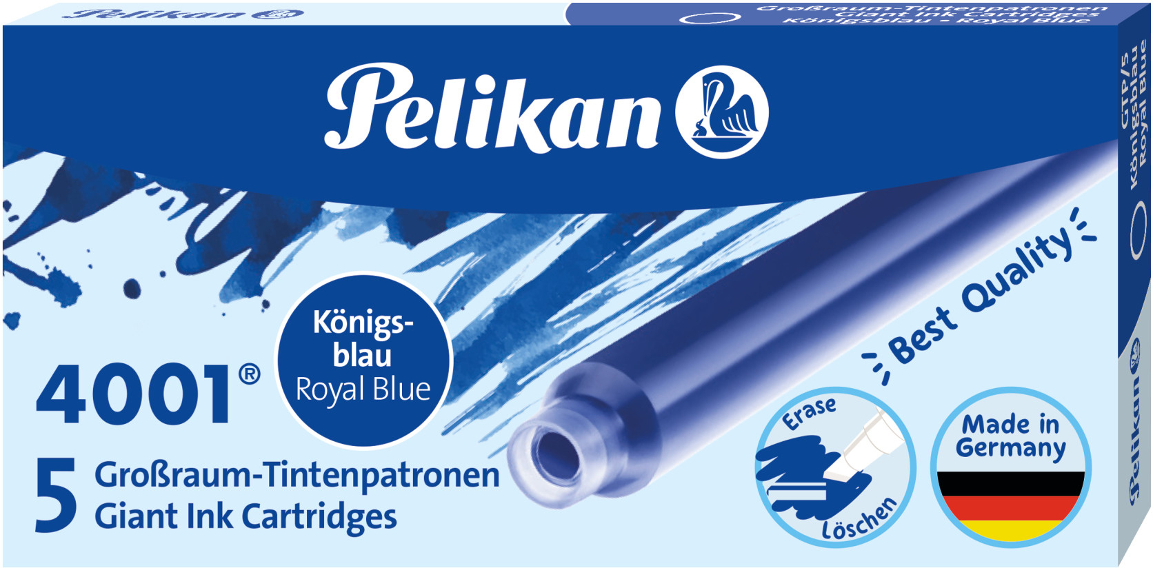 PELIKAN-310748-4012700310743 PELIKAN Tinte 4001 GTP/5 310748 königsblau, löschbar 5 Stück – Hochwertig & günstig bei ShopDeca