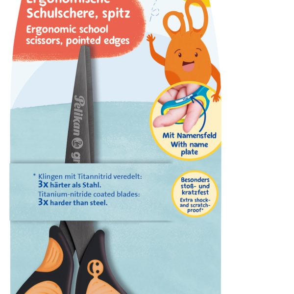 PELIKAN Schere spitz Griffix 819060 neon black, Rechtshänder