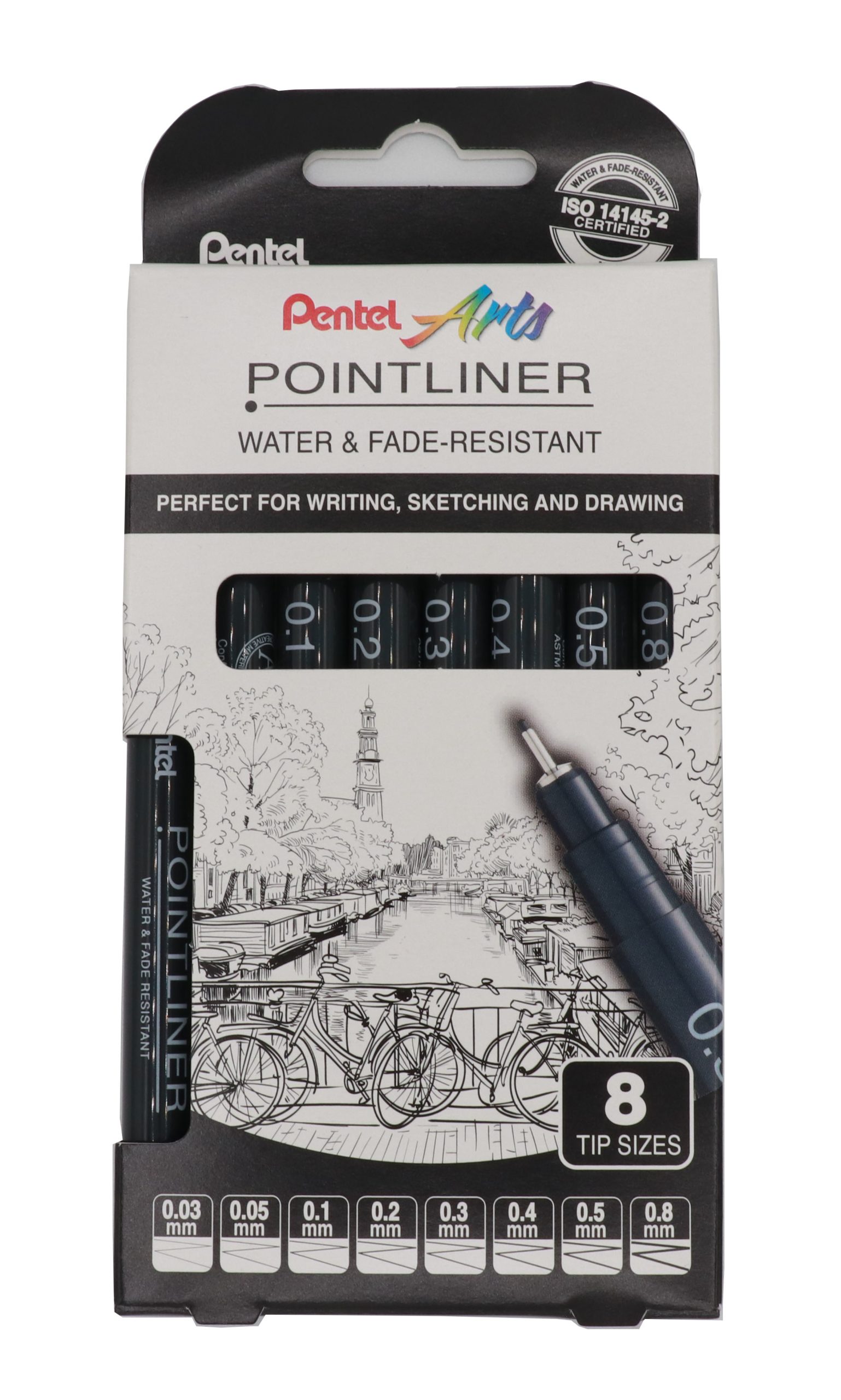 PENTEL-YS20P-8-0884851065629 PENTEL Fineliner Pigment max. 0.8mm YS20P-8 POINTLINER, schwarz 8 Stück – Hochwertig & günstig bei ShopDeca