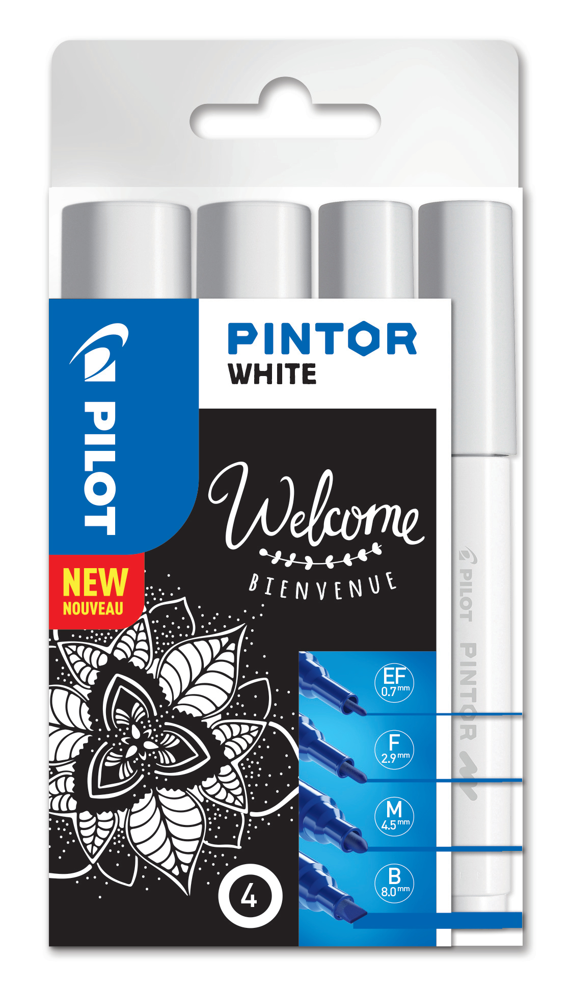 PILOT-S4-0537465-3131910537502 PILOT Marker Set Pintor B/M/F/EF S4/0537465 weiss, 4 Stück – Hochwertig & günstig bei ShopDeca