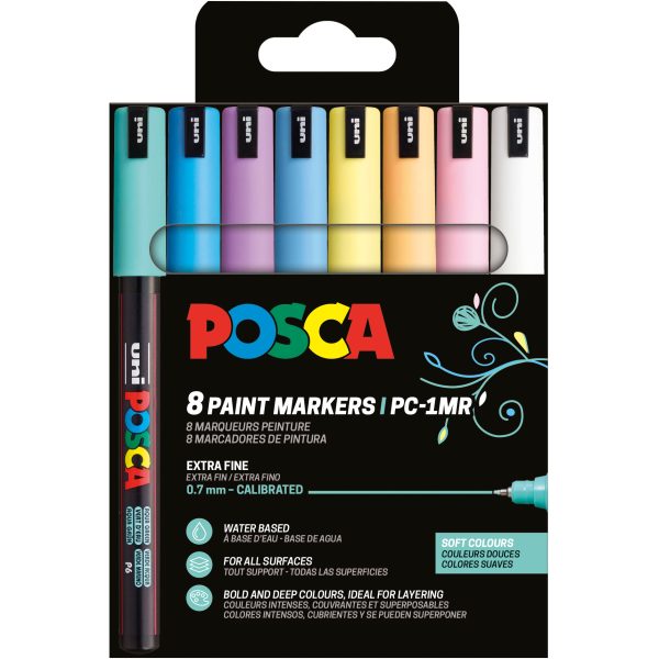 POSCA Fineliner 0.7mm PC-1MR 8P 8 Soft Farben ass.