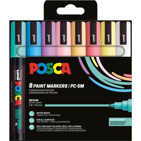 POSCA Marker PC-5M 8P 8 Soft Farben ass.