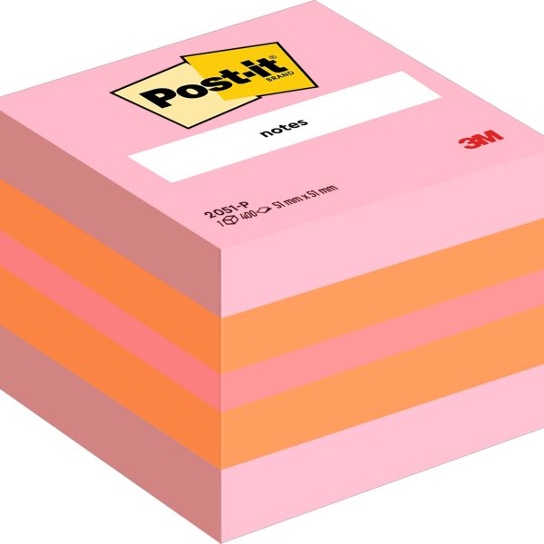 POST-IT Würfel Mini Pink 51x51mm 2051-P 3-farbig ass./400 Blatt