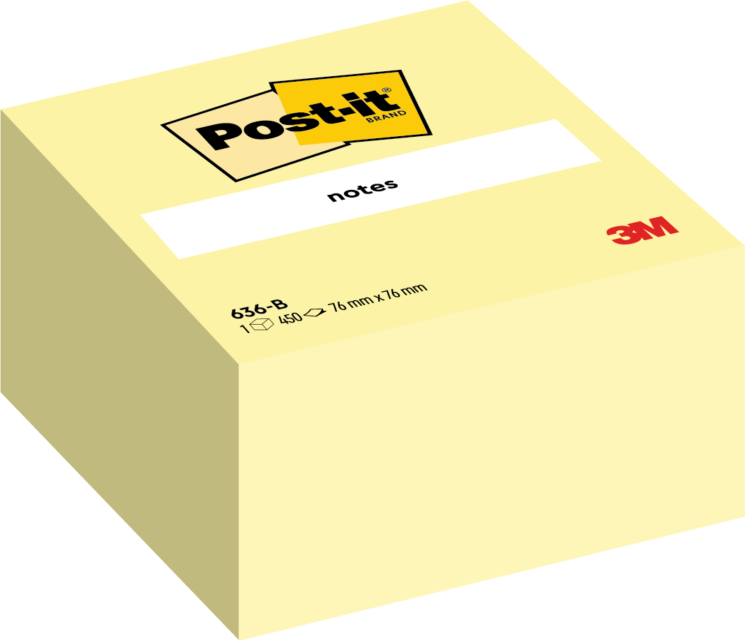 POST-IT-636B-3134375231626 POST-IT Würfel 76x76mm 636B gelb/450 Blatt – Hochwertig & günstig bei ShopDeca