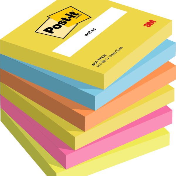 POST-IT Energy 76x76mm 654-TFEN 6-farbig ass. 6x100 Blatt